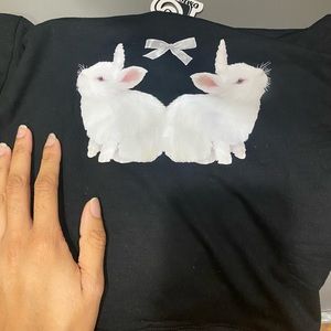 Brand New OMighty bunny bandeau crop top in black size small